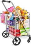 Supenice Jumbo Shopping Cart with Double Basket Grocery Folding Cart 360° Rolling Swivel Bearing Wheels for Laundry, Grocery, Luggage