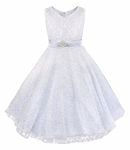 iiniim Kids Girls Floral Lace Pageant Easter Party Flower Girl Dress Ball Gown White 4