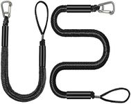 PWC Bungee Dock Line ,with Hook , Stretchable, 2-Pack(4ft & 6ft), Perfect for Jet Ski, SeaDoo, Yamaha WaveRunner, Kayak, Pontoon (Black)