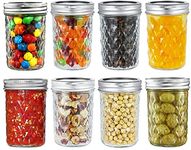 Ash & Roh® - High Ball Mason Glass Jars For Kitchen Storage With Airtight Silver Lid (8, 320 ML)