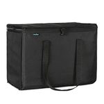 Insular Essential Foldable Insulated Grocery Shopping Bag | Reusable, Washable, Sturdy Zipper, Reinforced Handles, Grocery delivery (L, Black)