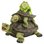 Design Toscano QM2854700 Along for The Ride, Frog and Turtles Spitter Piped Statue, Multi-Color