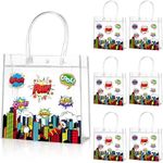 Aliceset 20 Pcs Hero Clear Favor Bags with Handles Hero Party PVC Treat Bags Boom Hero Theme Plastic Gift Bags for Birthday Party Rewards Supplies, 8 x 8 x 3.15 Inch