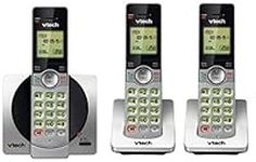 VTech DECT 6.0 Three Handset Cordless Phone with CID, Backlit Keypads and Screens, Full Duplex Handset Speakerphones, Call Block Silver/Black