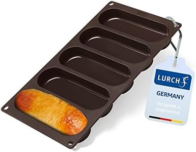 Lurch FlexiForm 85093 Hot Dog Buns L Baking Mould for 5 Buns Silicone Brown