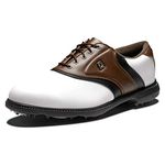 FootJoy Men's Fj Originals Golf Shoe, White/Brown, 10