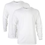 GILDAN Men's Ultra Cotton Long Sleeve T-shirt, Style G2400, Multipack T Shirt, White, S UK