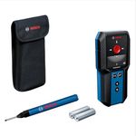 Bosch Professional Wall Scanner GMS 120-27 (2xAA Batteries, Marker Pen, max. Detection Depth Non-Magnetic Metal/Magnetic Metal/Live-Wire/Wood: 120/100/50/30 mm, Pouch)