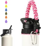 Miracredo Paracord Handle for New Hydro Flask 2.0 Wide Mouth Water Bottle with Rubber Ring & Carabiner, Easy Carry Strap Holder for Hydro Flask Water Bottle, Fit 12 oz to 24oz Hydroflask