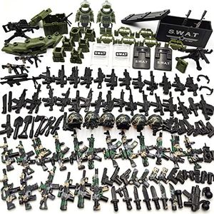 HXY Weapon Pack Military Accessories Kits Toys Include NVD Night Vision Device Helmet Body Armor E.O.D Bomb Disposal Suit Camouflage Gun for Army Men, 180 Pieces, Assorted