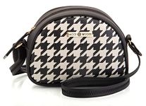 SACCI MUCCI Women's Rainbow Sling Bag- Vegan Leather and Cotton Canvas Fabric, Lightweight and Durable (SM2-06 Houndstooth)