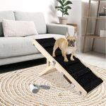 Okydoky Small Dog Ramp, Adjustable Portable Folding Wooden Pet Ramp, 32" Long with Non-Slip Traction Mat, Adjustable from 9" to 17.5", Dog Climbing Ladder for Sofa, Bed, Couch,Car (Black) CA.LGPT3