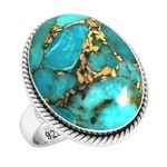 Copper Blue Turquoise Women Jewelry 925 Sterling Silver Ring Size 20 (99041_CBT_R10.5)