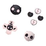 GeekShare Silicone Cross D-Pad Button Caps Set Joystick Cover - Cute ABXY Key Buttons Sticker Compatible with Nintendo Switch/OLED Joy Con - Sweetheart Skull