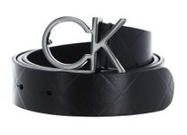 Calvin Klein Women Re-LoCK Quilt CK Logo Belt 30MM Belts Black 75