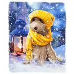 5D Diamond Painting Kits, Lovely Dog Oil Lamp Winter Snow WOWDECOR Full Drill DIY Diamond Art Cross Stitch Paint by Numbers