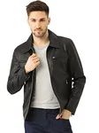 Leather Retail Faux Leather Men's Solid Biker Standard Length Jacket (Lrm33Blme12_Black_M)