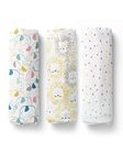 Haus & Kinder Muslin Swaddle Wrap for Baby - Baby Swaddle Wrap for New Born | Perfect Cotton Swaddle for New Born Baby | Breathable Muslin Cloth for Baby, 100cm x 100cm, Pack of 3, Jungle Swaddle Wrap