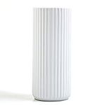 Elevate Your Home Decor with Our Elegant 8-Inch White Ribbbed Ceramic Vases - Perfect for Table Centerpieces and Floral Arrangements