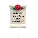 Always Loved Husband Flower Rose Memorial Tribute Stick Graveside Plaque