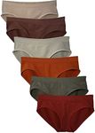 Kalon 6 Pack Women's Hipster Brief Nylon Spandex Underwear (4X-Large, Earth)