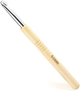 6 mm Häkelnadel, ergonomischer Griff für arthritische Hände, Holzgriff Häkeln extra leichte Stricknadeln für Anfänger und Häkelgarn (6 mm)