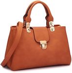 Dasein Women Satchel Handbags Top Handle Purse Medium Tote Bag Vegan Leather Shoulder Bag Brown