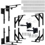 Gate Corner Brace Bracket Anti Sag - 2 Set,Frame Hardware Kit with Gate Latch,Gate Kit Gate Corner Brace Bracket for Wooden Gate Fences,Corral Gates,Driveway Gates,Wood Windows,Shed Doors