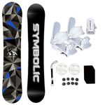 Symbolic Arctic 2025 Kids Youth Snowboard & Bindings & Leash & Stomp Pad Package (Bindings White XS (fits 1-6 Kids), 90cm Snowboard)
