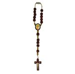 Our Lady of Guadalupe Rearview Mirror Auto Car Rosary Cherry Wood Beads, 7 Inch