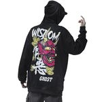 XYXIONGMAO Techware Graphic Men Hoodies Japanese Streetwear Oversized Ghost Hip Hop Evil Sweatshirt (as8, alpha, l, regular, regular, Black)