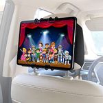 Macally Tablet Holder for Car Headrest for Happy Kids - (Upgraded) iPad Car Holder Back Seat Mount Strap - Rear Facing Head Rest iPad Holder for Car Backseat with Adjustable Case Angles