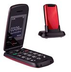 TTfone Star Big Button Simple Easy To Use Flip Mobile Phone Pay As You Go (Vodafone PAYG, Red)