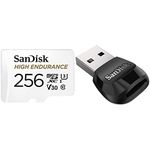 SanDisk 256GB High Endurance Video microSDXC Card + MobileMate USB 3.0 microSD Card Reader