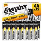 Energizer AA Batteries, Alkaline Power, 32 Pack, Double A Battery Pack - Amazon Exclusive (Packaging may vary)