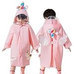 Baby Boy Pink Raincoat Toddler 3D Cartoon Unicorn Rainwear Kids Hooded Poncho Rain Outwear (Pink, 10-12 Years)