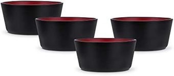 Stone Lain Stoneware Dish Set, 4 Bowls, Albie - Red and Black