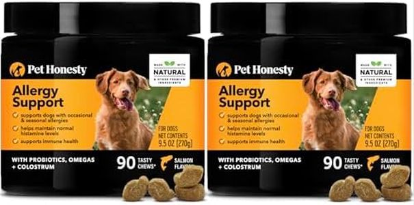 PetHonesty Dog Allergy Relief Immunity Chews – Omega-3 Salmon Fish Oil Supplement, Probiotics for Dogs, Seasonal Allergies, Skin + Coat Health, Intermittent Itchiness (Salmon)