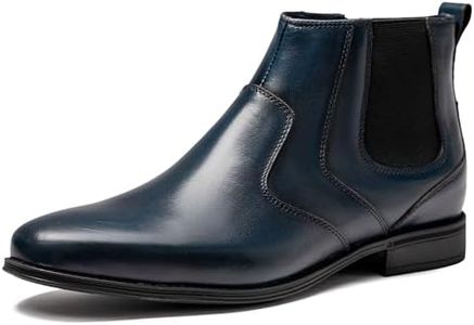 Holy dove Mens Blue Chelsea Dress Boots with Side Zipper & Slip-On Ankle Design, Genuine Leather Casual Boots for Men, Size 9.5