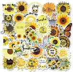 Sunflower Stickers|50-Pack | Cute,Waterproof,Aesthetic,Trendy Stickers for Teens,Girls,Perfect for Laptop,Hydro Flask,Phone,Skateboard,Travel| Extra Durable Vinyl (Sunflower Stickers)