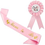 2 Packs Baby Shower Decorations Pink Mommy to be Sash and Daddy to Be Tinplate Badge Baby Welcome Party Gifts