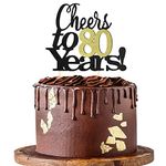 Sumerk Cheers to 80 Years Cake Topper 80th Birthday Cake Toppers Wedding Anniversary Party Decorations Supplies - 1 Pack