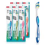 GUM Tooth & Tongue Toothbrush, Full, Soft Bristles, 6 Toothbrushes (6 Packs of 1 Toothbrush), Colour May Vary