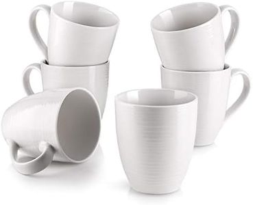 DOWAN Coffee Mugs, 17 Oz Coffee Mug Set of 6, Corrugated Tea Mugs (White)