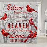 Cardinal Bird Shower Curtain Farmhouse Red Birds Bath Curtain for Bathroom for Girls Boys Women Men Tree Branches Decor Bathroom Curtain Set Nature Theme Bathroom Accessories 72"x72"