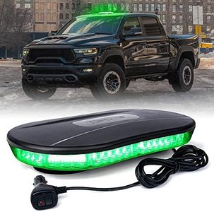 Xprite Green COB LED Rooftop Strobe Beacon Lights Bar, Super Bright Warning Police Safety Light 19 Flashing Patterns w/Magnetic Base for Volunteer Medical Personnel Emergency Vehicles Tow Trucks POV
