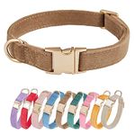 Petiry Soft Dog Collar with Safety Metal Buckle Adjustable Durable Comfort Velvet Corduroy Dog Collars for Large Dogs,Brown,Neck 40-66cm