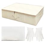 Wedding Dress Storage Box, Wedding Dress Preservation Box with 40 Sheets and 1 Pair Microfiber Gloves of Acid Free Tissue Paper for Storage Wedding Dress Storage Box Kit (Rectangular)