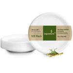 Signature Packaging Sturdy Round Paper Plates, Disposable and Biodegradable Dinnerware for Parties and Events, Eco-Friendly Compostable for Hot and Cold Food - Round 10” (26cm) 125 Plates per Pack