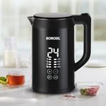 Borosil Cooltouch 1.5L Digital Electric Kettle | Temprature Display, Double Wall, Keep Warm Function with Wide Mouth | Can make Tea, Noodles, Soup, Boiled Eggs, Vegetable etc. | 2 years Warranty